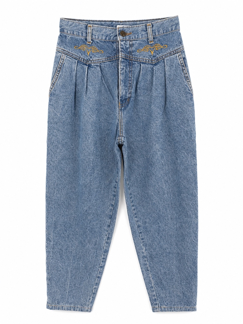 Vintage Blue Illusion High-Waisted Pleated Mom Jeans size 26